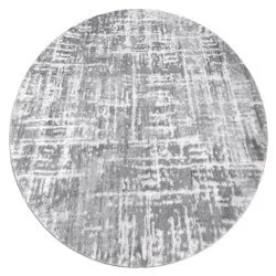 Tapis MEFE moderne Cercle 8722 Lignes vintage - Structural deux niveaux de molleton gris / blanc