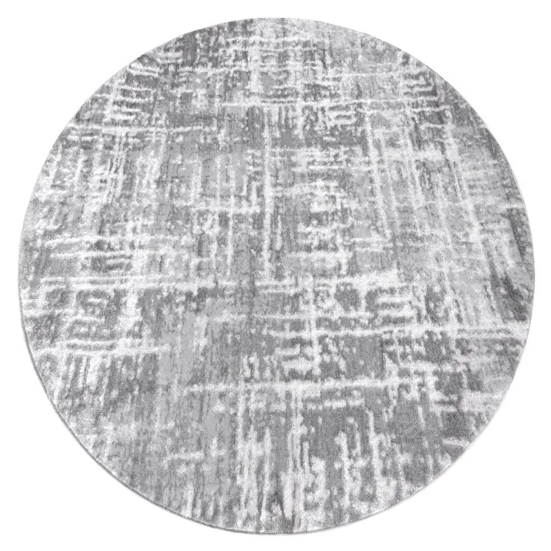 Tapis MEFE moderne Cercle 8722 Lignes vintage - Structural deux niveaux de molleton gris / blanc