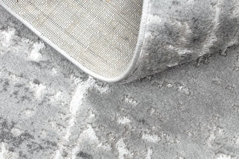 Tapis MEFE moderne Cercle 8722 Lignes vintage - Structural deux niveaux de molleton gris / blanc
