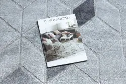 Dywan MEFE nowoczesny B400 Kostka, geometryczny 3D - Strukturalny, dwa poziomy runa szary