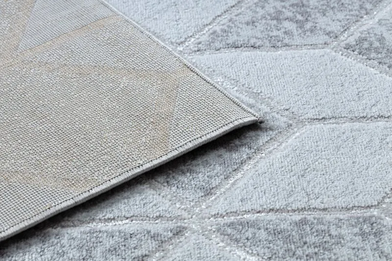 Dywan MEFE nowoczesny B400 Kostka, geometryczny 3D - Strukturalny, dwa poziomy runa szary