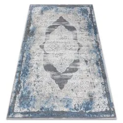Tapis NOBLE moderne 9479 63 Ornement vintage - Structural deux niveaux de molleton crème / bleu