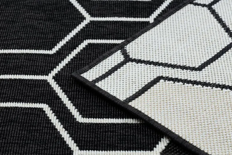 Tapis SPRING 20404993 Hexagone, à cordes, à boucles - noir
