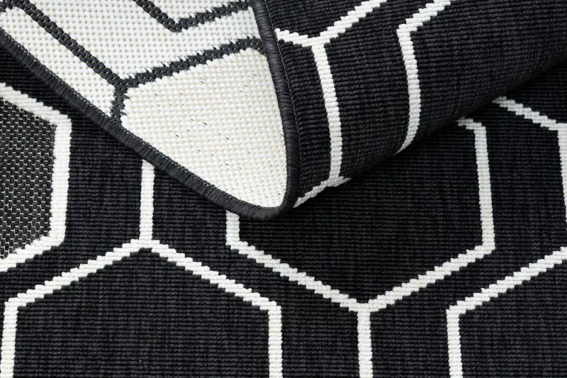 Tapis SPRING 20404993 Hexagone, à cordes, à boucles - noir