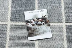 Tapis SPRING 20426332 carrés cadre à cordes, à boucles - gris