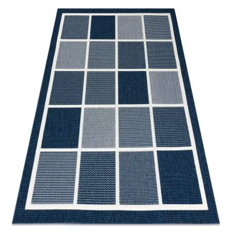 Tapis SPRING 20426994 carrés cadre à cordes, à boucles - bleu