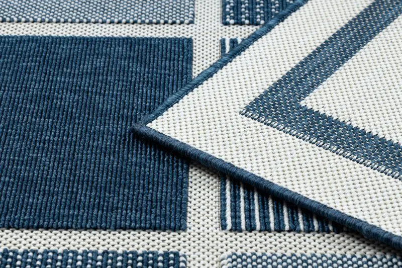 Tapis SPRING 20426994 carrés cadre à cordes, à boucles - bleu