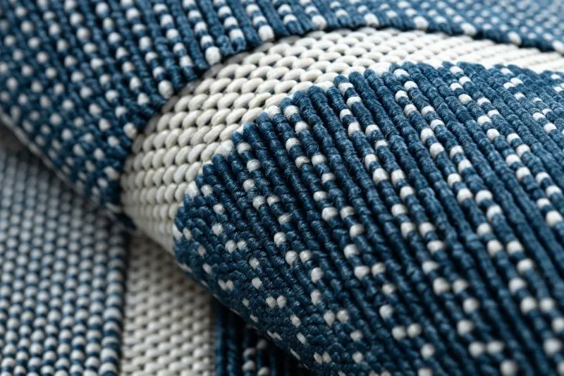 Tapis SPRING 20426994 carrés cadre à cordes, à boucles - bleu