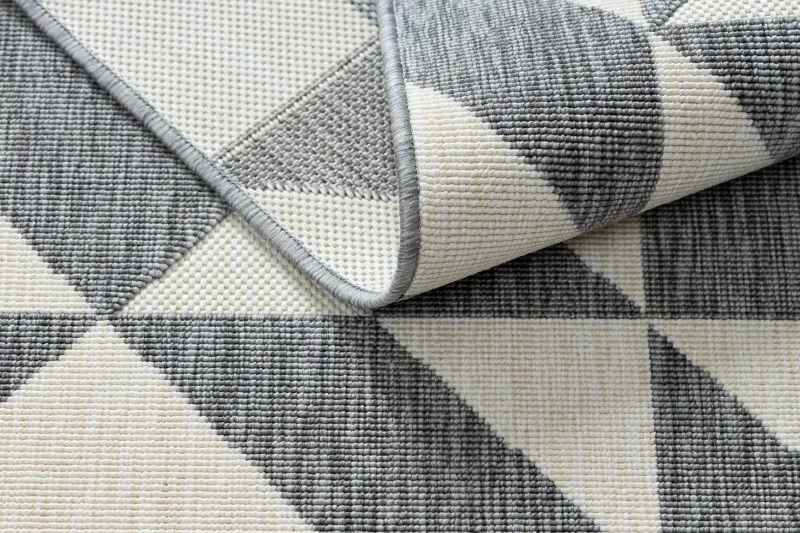 Tapis SPRING 20414332 triangles, à cordes, à boucles - gris / crème