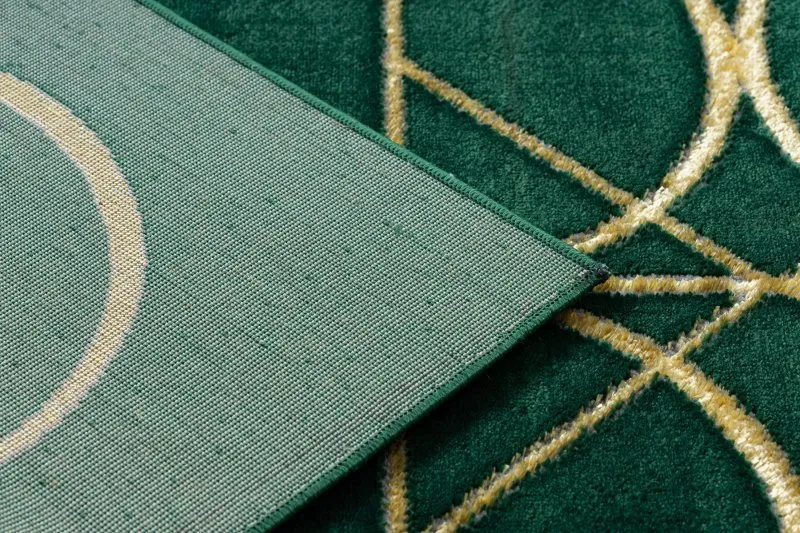 Dywan EMERALD ekskluzywny 1010 glamour, stylowy koła butelkowa zieleń / złoty