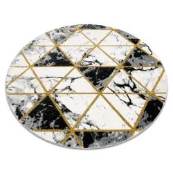 Tapis EMERALD exclusif 1020 cercle - glamour, élégant marbre, triangles noir / or