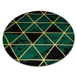 Tapis EMERALD exclusif 1020 cercle - glamour, élégant marbre, triangles bouteille verte / or