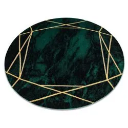 Tapis EMERALD exclusif 1022 cercle - glamour, élégant marbre, géométrique bouteille verte / or