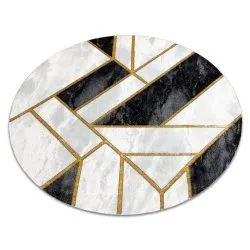 Tapis EMERALD exclusif 1015 cercle - glamour, élégant marbre, géométrique noir / or