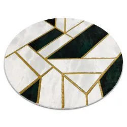 Tapis EMERALD exclusif 1015 cercle - glamour, élégant marbre, géométrique bouteille verte / or