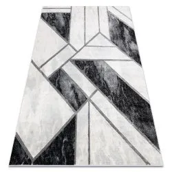 Tapis EMERALD exclusif 81953 glamour, élégant marbre, géométrique noir / argent