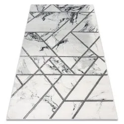 Tapis EMERALD exclusif 0085 glamour, élégant marbre, géométrique blanc / argent