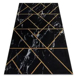 Tapis EMERALD exclusif 2000 glamour, élégant géométrique, marbre noir / or
