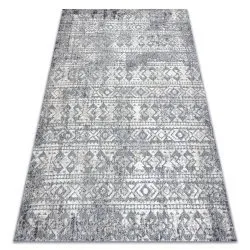 Dywan Strukturalny SOLE D3732 Aztecki, romby - płasko tkany szary / beż
