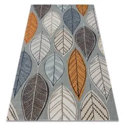 Tapis moderne MUNDO E0641 feuilles extérieur bleu / beige