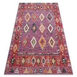 Tapis moderne MUNDO D7701 diamants boho extérieur rose / beige