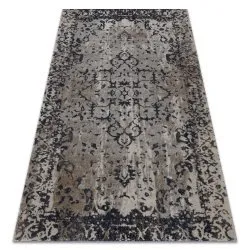 Tapis moderne MUNDO E0681 ornement, cadre vintage extérieur beige / noir