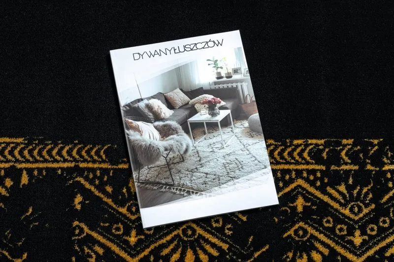 Dywan GLOSS nowoczesny  408C 86 Ramka stylowy, glamour, art deco czarny / złoty