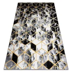 Tapis moderne 3D GLOSS 409A 82 cube élégant, glamour, art deco noir / or / gris
