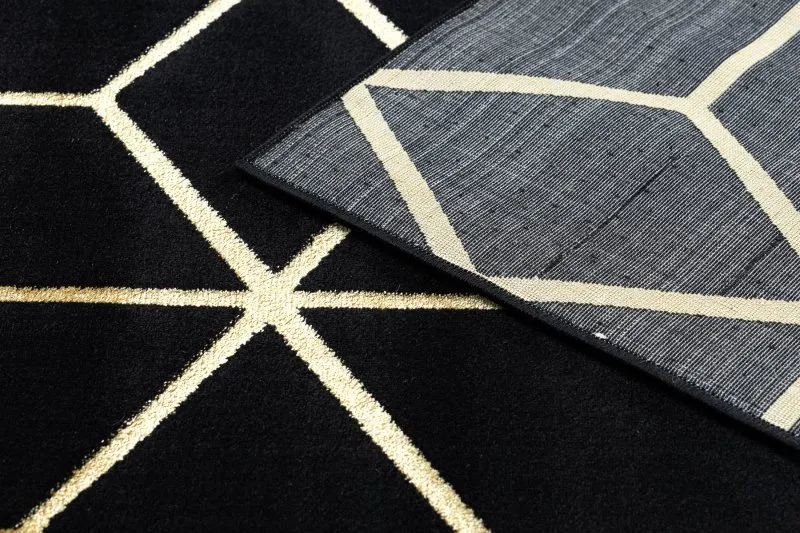 Dywan GLOSS 3D nowoczesny 409C 86 Sześcian, stylowy, glamour, art deco czarny / złoty 
