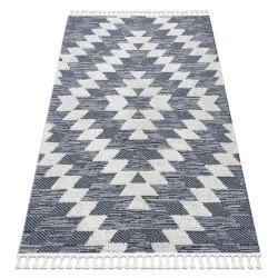 Tapis SEVILLA Z250A diamants bleu / gris Franges berbère marocain shaggy