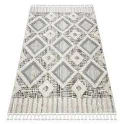 Tapis SEVILLA Y523C diamants gris / jaune Franges berbère marocain shaggy