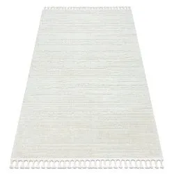 Tapis SEVILLA AC53B rayures blanc Franges berbère marocain shaggy
