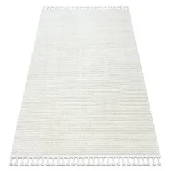 Tapis SEVILLA PC00B rayures blanc Franges berbère marocain shaggy