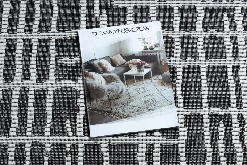 Tapis SISAL SION Trellis, Lignes 22144 tissé à plat noir / ecru