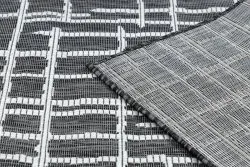 Tapis SISAL SION Trellis, Lignes 22144 tissé à plat noir / ecru