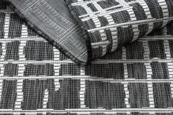 Tapis SISAL SION Trellis, Lignes 22144 tissé à plat noir / ecru