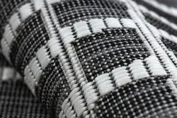 Tapis SISAL SION Trellis, Lignes 22144 tissé à plat noir / ecru