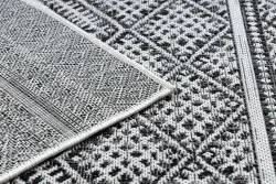 Tapis SISAL SION ZIGZAG, Diamants Boho 22168 tissé à plat noir / ecru