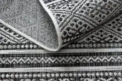Tapis SISAL SION ZIGZAG, Diamants Boho 22168 tissé à plat noir / ecru