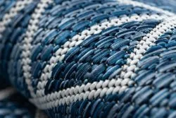 Tapis SISAL SION Géométrique, Diamants 21778 tissé à plat bleu foncé / ecru