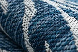 Tapis SISAL SION Feuilles 22151 tissé à plat ecru / bleu foncé