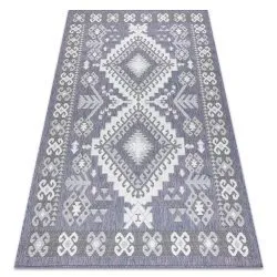 Tapis SISAL SION aztèque 3007 tissé à plat bleu / rose / ecru