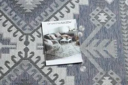 Tapis SISAL SION aztèque 3007 tissé à plat bleu / rose / ecru