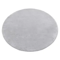 Tapis TEDDY cercle Shaggy gris très épais, en peluche, antidérapant, lavable