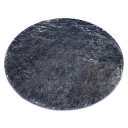 Tapis de lavage moderne LAPIN circle shaggy, antidérapant ivoire / noir