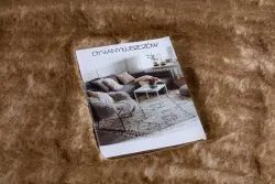 Dywan LAPIN Shaggy koło kość słoniowa / brązowy, antypoślizgowy, do prania