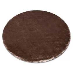 Tapis de lavage moderne LAPIN circle shaggy, antidérapant ivoire / Chocolat