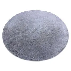 Tapis de lavage moderne LAPIN circle shaggy, antidérapant noir / ivoire