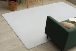 Tapis POSH Shaggy noir très épais, en peluche, antidérapant, ivoire
