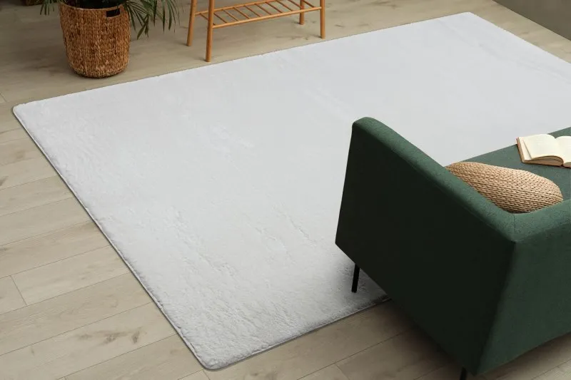 Tapis POSH Shaggy noir très épais, en peluche, antidérapant, ivoire